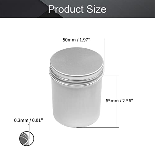 Image of Othmro 12pcs 2.7oz Metal Round Tins Aluminum Tin Cans Containers with Screw Lid, 65 * 50mm(DxH) Silver tin cans for Salve, Spices, Lip Balm, Tea or Candies 80ml