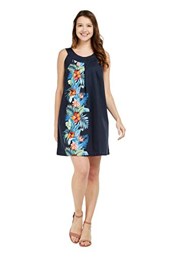 Matching Hawaiian Luau Mother Daughter Round Neck Shift Dresses in Orchid Paradise4