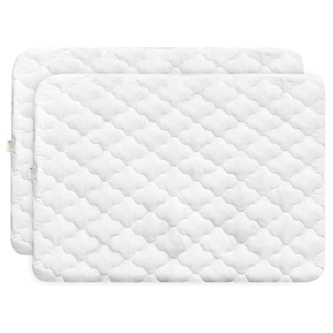 Bamuho 2 Pack Cotton Crib Mattress Protector and 2 Pack Cotton Pack and Play Mattress Protector Cover