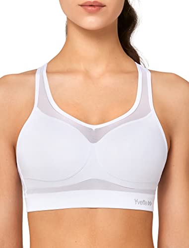 Yvette Sport BH Starker Halt Mesh Ringerrücken Große Brüste Ohne Bügel Gepolstert für Fitness Lauf Yoga