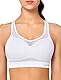 Yvette Sport BH Starker Halt Mesh Ringerrücken Große Brüste Ohne Bügel Gepolstert für Fitness Lauf Yoga,Weiß,L Große Größen