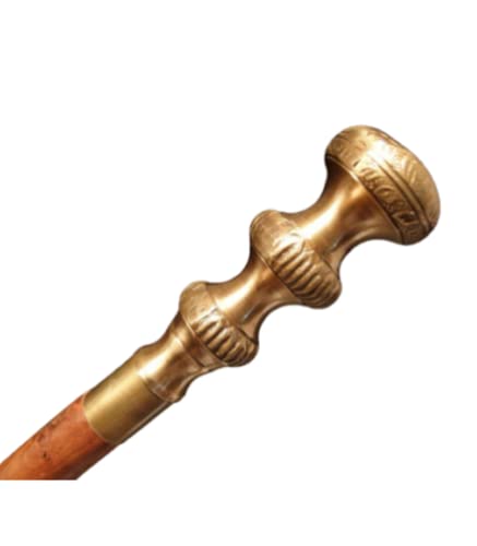 Antique Pillar Head Brass Walking Stick Engraved Handle Cane Vintage Unique Design Wooden Walking Stick Cane Adjustable Walking Stick Medieval Replicas A Great Gift for Senior by Allorytech