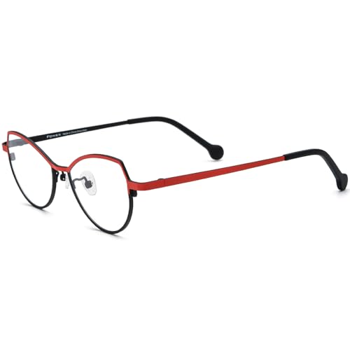Image of FONEX Colorful Pure Titanium Glasses Frame Women Retro Round Eyeglasses