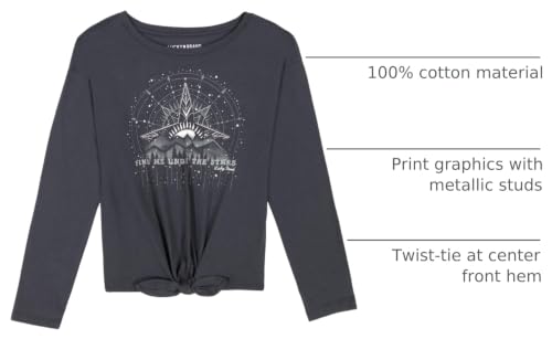 Image of Lucky Brand Girls' Long Sleeve Graphic T-Shirt, Tagless Cotton Tee with Fun Designs