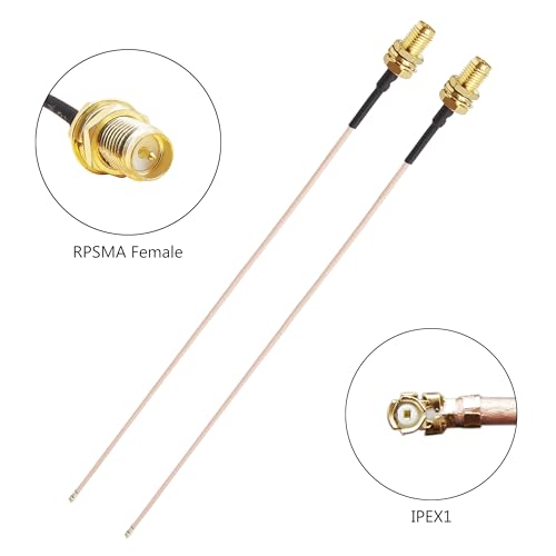 Image of WiFi Bluetooth Antenna 2 Pack & Pigtail 2 Pack, 5Ghz 2.4Ghz WiFi Card Antenna 3dBi, 8-Inch RP SMA-Female to IPEX1 /UFL Cable, for Mini PCIe Network Cards and Routers