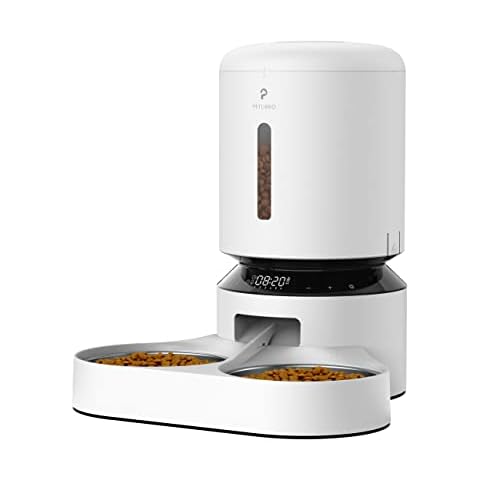 PETLIBRO Automatic Cat Feeder, Pet Food Dispenser Triple Preservation with Stainless Steel Bowl & Twist Lock Lid, Up to 50 Portions 6 Meals Per Day, Granary for Small/Medium Pets (2/5L, White) Cover
