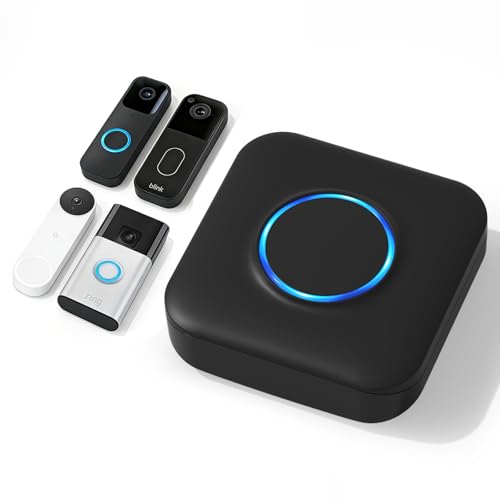 Smart WiFi Wireless Doorbell Chime for Google Nest, Ring, Blink – App-Connected with LED Light, No Wiring Required (1pack, Black)