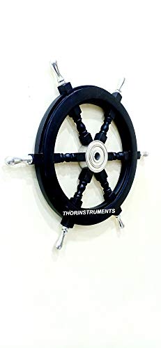 Volant de bateau pirate de 61 cm ThorinSTRUMENTS, décoration murale en bois noble noir