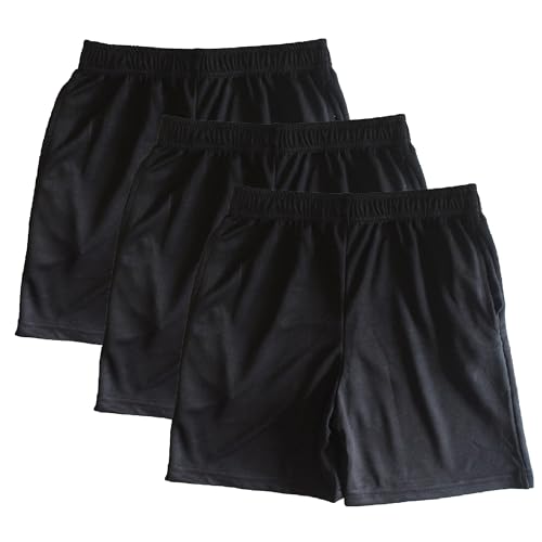 Image of RISH - Sports Black Shorts for Kids Boys and Girls with Side Pockets | Relaxed Fit Dry Fit Fabric Short Pants
