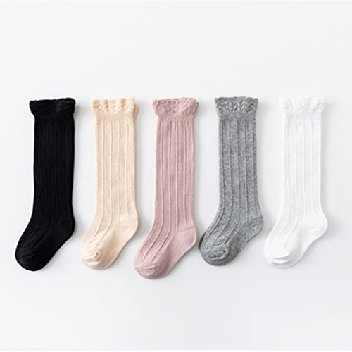 Baby Girls Boys Knee High Socks Cotton Newborn Infants Toddlers Knit Ruffled Stockings3