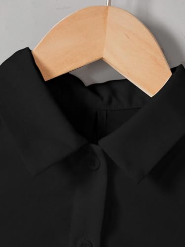 Image of Verdusa Girl's Button Front Bow Back Sleeveless Shirt High Low Asymmetrical Hem Blouse Top