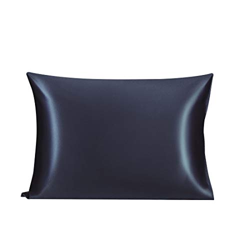 PiccoCasa - Funda de almohada de seda para piel y cabello, 100% natural, 25 momme de seda con cierre de sobre, súper suave funda de almohada King Navy Blue