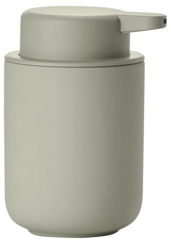 Zone Denmark Ume Seifenspender für Flüssigseife, Steingut/Keramik mit Soft Touch-Beschichtung, Skandinavisch im Design, 250 ml, Höhe 12,8 cm, Eukalyptusgrün