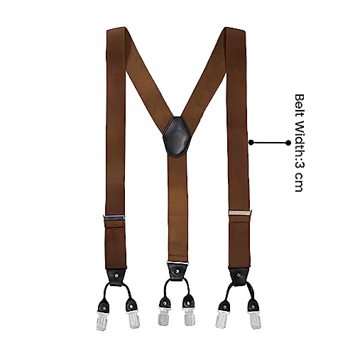 Image of The Tie Hub Booster Solid Brown Clip On Suspenders For Men