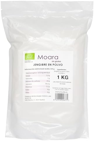 Jengibre en Polvo BIO Ecológico, Molido sin azúcar, especia diges...