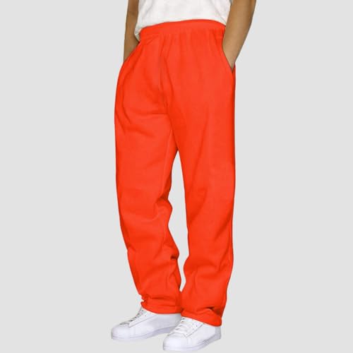 JiXiang Wide Leg Sweatpants Men Fleece Open Bottom Straight Trousers Baggy Lounge Running Athletic Joggers Pants with Pockets2