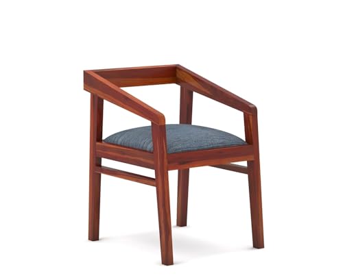 Image of SUNCOM Solid Sheesham Wood Arm Chair Set of 1 for Living Room| Wooden Dining Chair | Home Dining Room Furniture (Natural Finish, 1 Chairs)