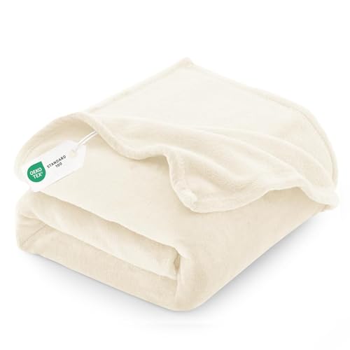 CozyLux Kuscheldecke Flauschig Decke 150x200 - XL Flanell Kuscheldecke 150x200, Weiche Sofa Decke, Warme Fleecedecke Wohndecke für 4 Jahreszeiten, Leicht Sofa Überwurf, Blanket 150x200 cm, Creme