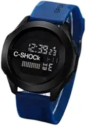 Relógio Digital Esportivo Masculino, Display LED, Resistente à Água, Pulseira Preta