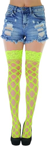Image of ToBeInStyle Women's Multi-Strand Large Diamond Fence Net Thigh High Stockings