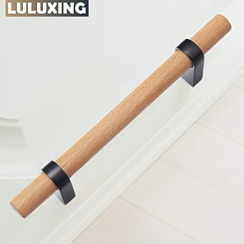 Luluxing Solid Wood Handle Cabinet Knobs Wooden Cabinet Handles Solid Wooden Drawer Pull Modern Hardware Pull Handle For Kitchen Wardrobe Cabinet thumb #2