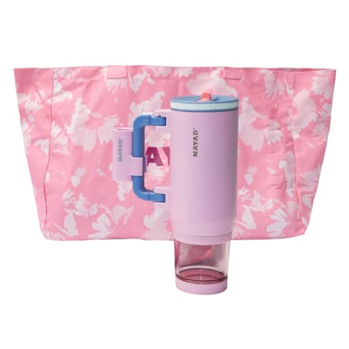 NAYAD Insulated Tumbler with Foldable Handle & Detachable Snack Box - 23oz Stainless Steel Travel Mug with Straw Lid,Leak-Proof Design for Travel,Gym,Gift for and women Daily Use(pink)