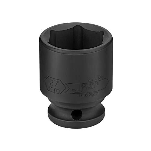 Image of JETECH 1 /2 Inch Drive 27mm Standard Impact Socket, Metric, Chrome Molybdenum Alloy Steel (Cr-Mo), 6-Point Design, Cold Forged & Heat Treated for Heavy-Duty Automotive & Industrial Use