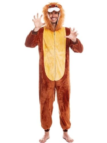 Disfraz León Hombre Mujer Unisex Ojos Purpurina【Tallas Adulto S a L】[Talla M] Mono Entero Calentito Suave Cremallera Disfraces Carnaval Animales Desfiles Obras Teatro Actuaciones