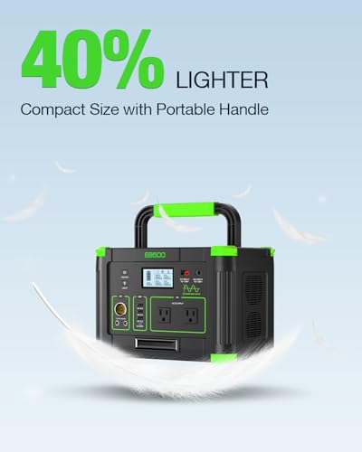 Image of Portable Power Station 500W, 519.48Wh /140400mAh Solar Generator Backup | Lithium Battery Pack Power Supply with 2 AC Outlets, PD 60W USB-C Power Bank for Outdoor RV Camping, Home Outage, Emergency