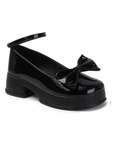 Image of SilverArrow womens Zenvique Stylish Bow Heel Sandals | Comfortable Mary Jane Dress Shoes for Women | Platform Heel Footwear