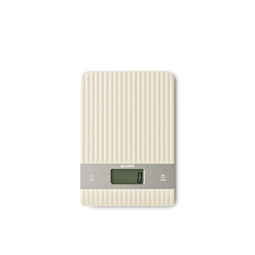 Guzzini. Sous Chef Balance de cuisine avec écran LCD rétroéclairé, portée 5 kg, 4 unités de mesure, fonction Tara, arrêt automatique, Bio-based (Cream)