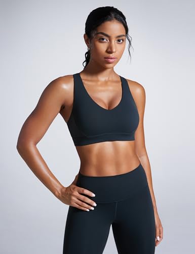 Image of CRZ YOGA Butterbreeze Cross Back Sports Bras | Medium Support, Removable Pads, Training, Fast Dry, Scoop Neck, Cut-Out, Adjustable Wide Straps, for Women