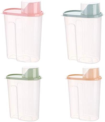 Pet Food Storage Container Supply with Measuring Cup Scale Pour Spout for Small Cat Dog Bird Pack of 4 2lb/2.5L