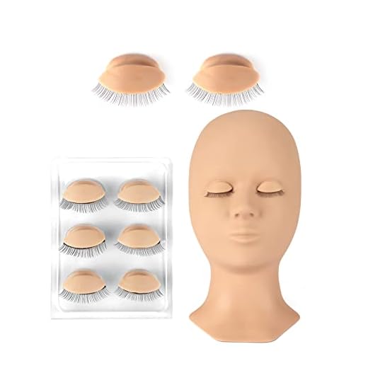 Lash Mannequin Head, CALAILIS Mannequin Head, Eyelash Extension Mannequin Head, Doll Head for Lash Extensions, Eyelash Mannequin Head with 4 Pairs Removable Eyelids (Skin Colour)
