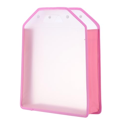 Image of PATIKIL Scrapbook Paper Storage Organizer, Inclined Scrapbook Organizer for 12x12 inch Sheet Paper Vinyl Storage with Handle for Scrapbook File Vinyl Paper Card Stock, Pink
