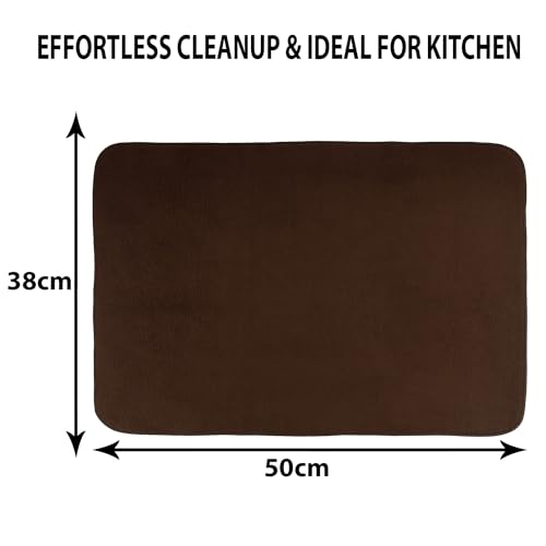Image of Kuber Industries Dish Dry Mat | Microfiber Drying Mat | Kitchen Drying Mat | Reversible Mat | Kitchen Absorbent Mat | Dish Dry Mat for Kitchen | 38x50 | Pack of 2 | Brown
