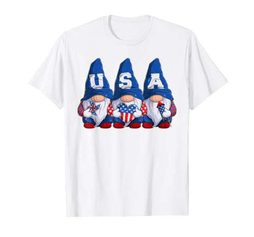 Gnomos 4 de julio divertido americano patriótico EE.UU Camiseta