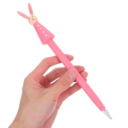 Set 3 bolígrafos gel de madera con forma de conejo miniatura 4
