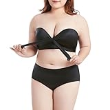 ALDOLA BHS Frauen BH Damen ohne bügel Schwarz büstenhebe Damen Damen BH Bandeau top große größen trägerlos Push up BH rückenfrei (Größe:75F)