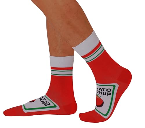 Ketchup French Fries Pattern Dress Socks Personality AB Socks Funny Novelty Crazy Design Crew Socks Gift for Men2