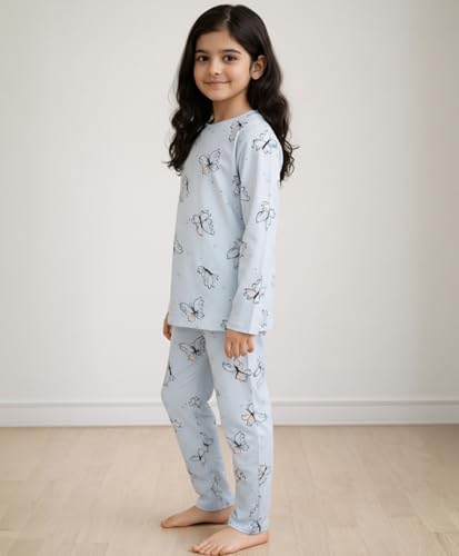 Image of ANTHRILO Blue Butterfly Long Sleeve Pyjama Set - Blue | 9-10 Years