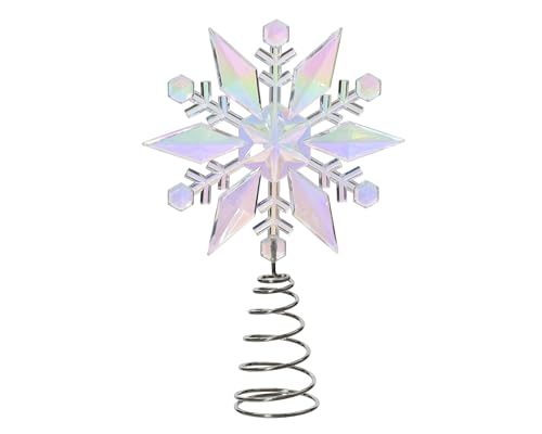 Christbaumspitze Schneeflocke 15cm Kunststoff - Weihnachtsbaumspitze...