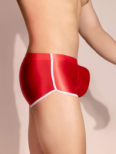 Hedmy Men Shiny Sports Tights Spandex Biker Shorts Oil Glossy Seamless Workout Compression Shorts3