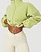 QINSEN Full Zip Fleece Jacket for Women Active Winter Warm Crop Sweatshirt Drawstring Fit Coat Lime Green M