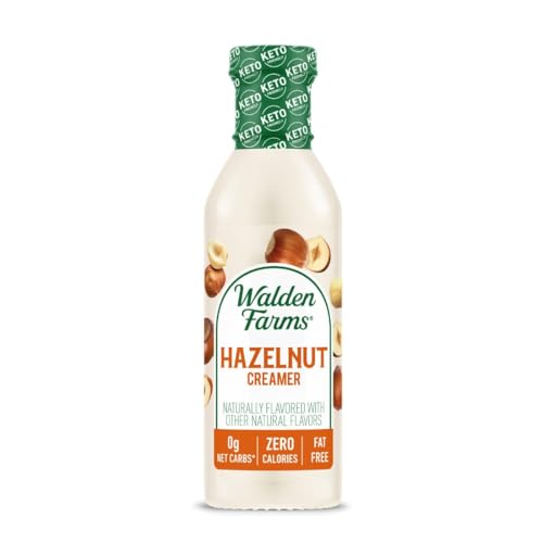 Walden Farms Hazelnut Coffee Creamer – Zero Calorie, Sugar Free, Keto & Fat Free Non-Dairy Creamer for Coffee & Lattes – 12 oz Bottle