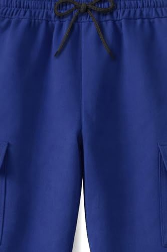 Image of Trampoline Boys & Girls Cotton Terry Cargo Joggers with 4 Utility Pockets | Elastic Waist with Drawstring | Ribbed Cuffs | Soft Kids Jogger Pants for Casual Wear & Outdoor Play
