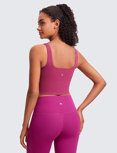Image of CRZ YOGA Butterluxe Square Neck Crop Tank Top | Light Support, Removable Pads, Yoga, Extremely Soft, Wide Straps, Longline Sports Bras for Women