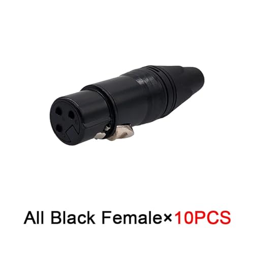 Conector de audio para micrófono de 3 pines, conector de altavoz XLR hembra negro, kit de 10 piezas 2