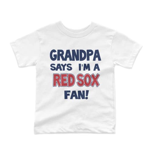 NanyCrafts Kid's Grandpa says I'm a Red Sox Fan T-Shirt 18 Months White
