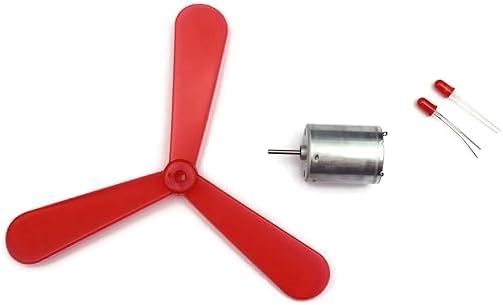Generic SP Electron Dynamo Motor Kit for Wind Mill Project, 2 LEDs, Mechanical Energy Conversion, Physics Principles, Ages 8+, Students, Young Learners